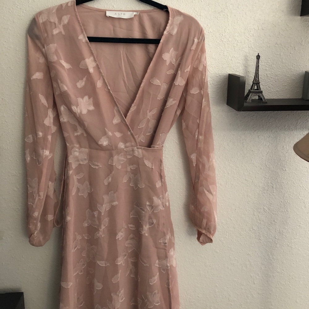 Mini pink floral wrap dress